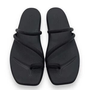 Crocs Women's Miami Frosted Toe Loop Sandals W11 Slip On EVA Outsole Black NWOB
